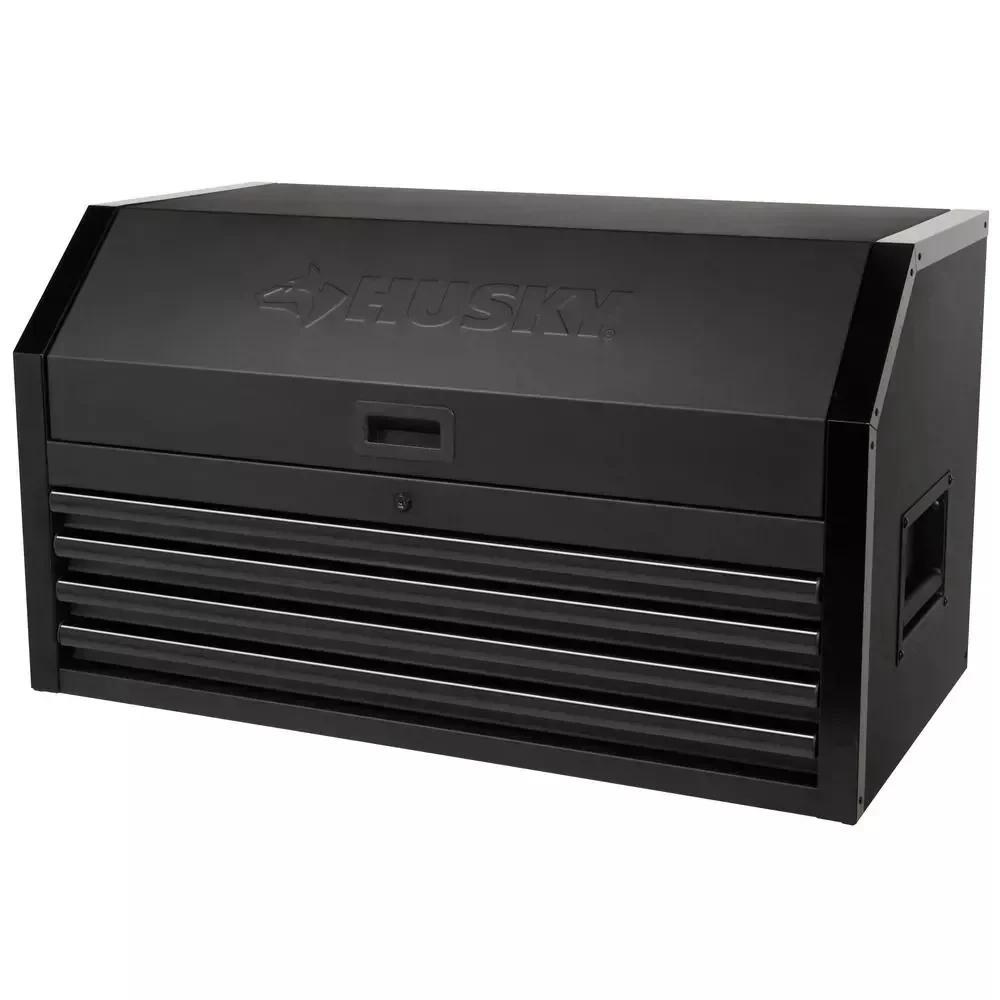 Industriële gereedschapskist met 4 laden, 41 inch breed x 21,5 inch diep, matzwart.