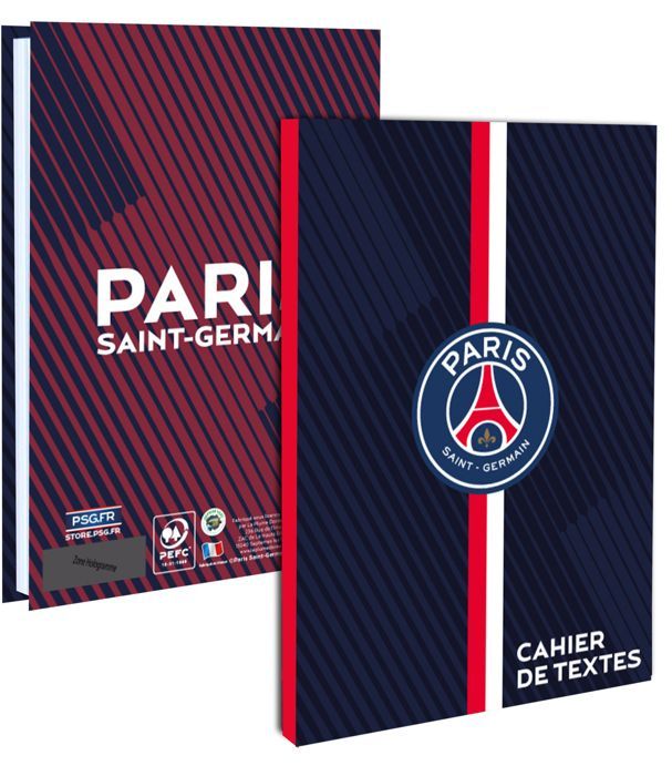 Cahier de texte scolaire - PARIS SAINT GERMAIN - Officiel - Bleu - Mixte - Recyclable