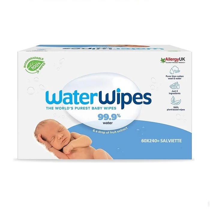 WATERWIPES Bio-Feuchttücher Waterwipes 4 Packungen à 60 - 240 Stück, austauschbar
