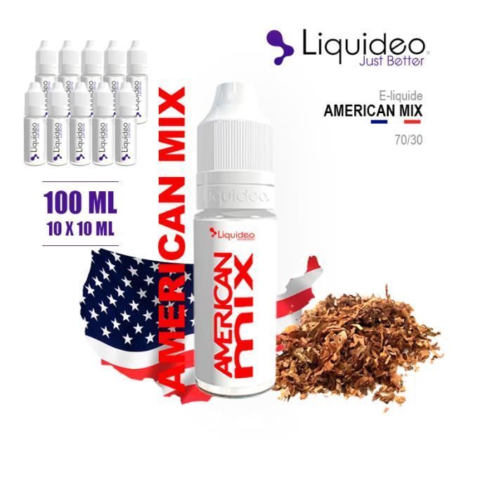 Líquido para cigarro eletrônico sabor American Mix, 100ml, 6mg de nicotina - 10 x 10ml - Marca Liquideo