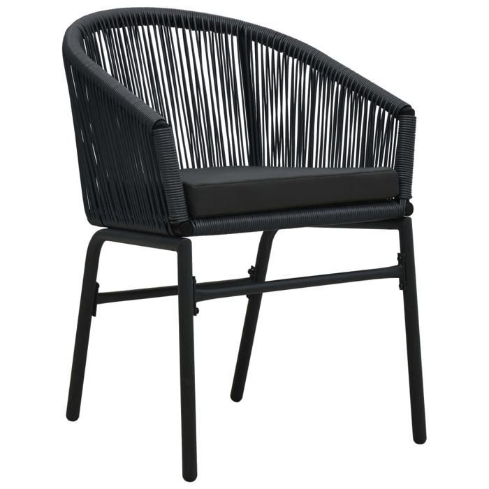 Set da pranzo da giardino BURKE a 3 pezzi - Nero - Tavolo 80x80x74 cm - Sedia 58x58x78 cm - Rattan in PVC