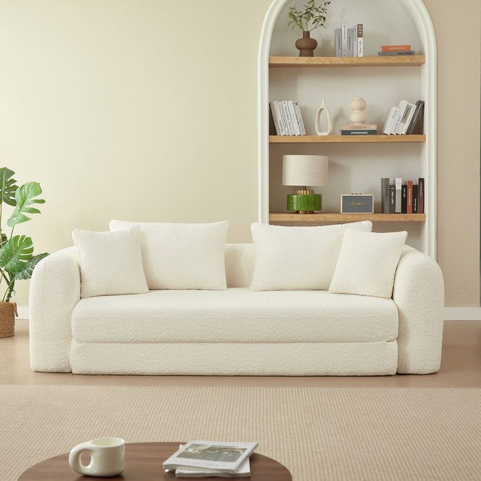 Sofá cama convertible de 3 plazas MORPHEO en tejido bouclé beige