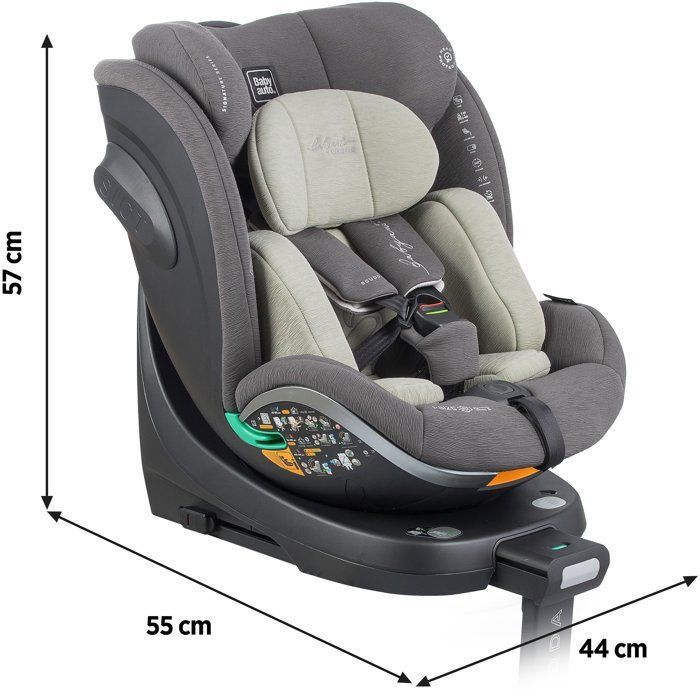 Bilbarnstol - BABYAUTO - SCUDDA - Grupp 0/1/2/3 - 40/150 cm - I-Size - Vridbar - Liggbar - Reducerbar - Stödben - Olivgrön