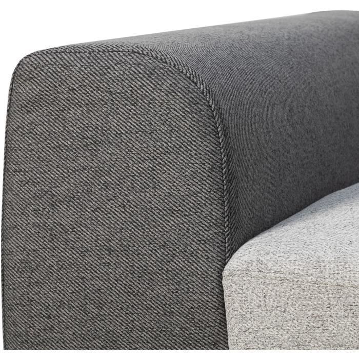 Sofá esquinero convertible reversible - 4/5 plazas - KELIO - Tela antracita/gris - 3 reposacabezas - 245 x 184 x 77/87 cm