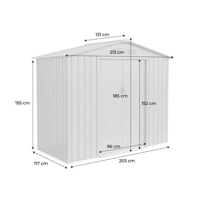 Abri de jardin en métal - Houtland. 2.71 m² anthracite - Cabane à outils avec double portes coulissantes. kit de fixation sol