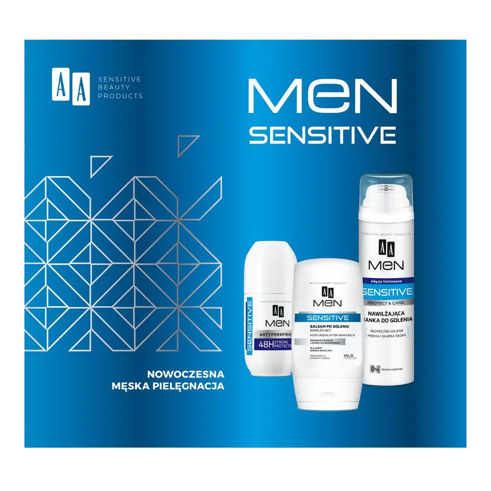 AA Men Sensitive Zestaw: żel po goleniu + pianka do golenia + antyperspirant
