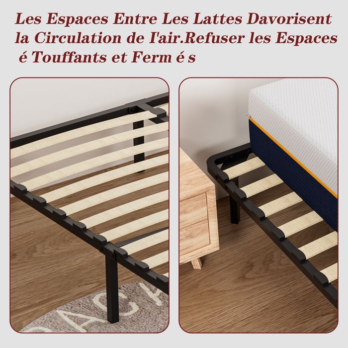 TUNCCO Lattenrost 140 x 190 cm, 29 cm hoch, für Erwachsene, 2 x 14 Latten, 9 Beine inklusive