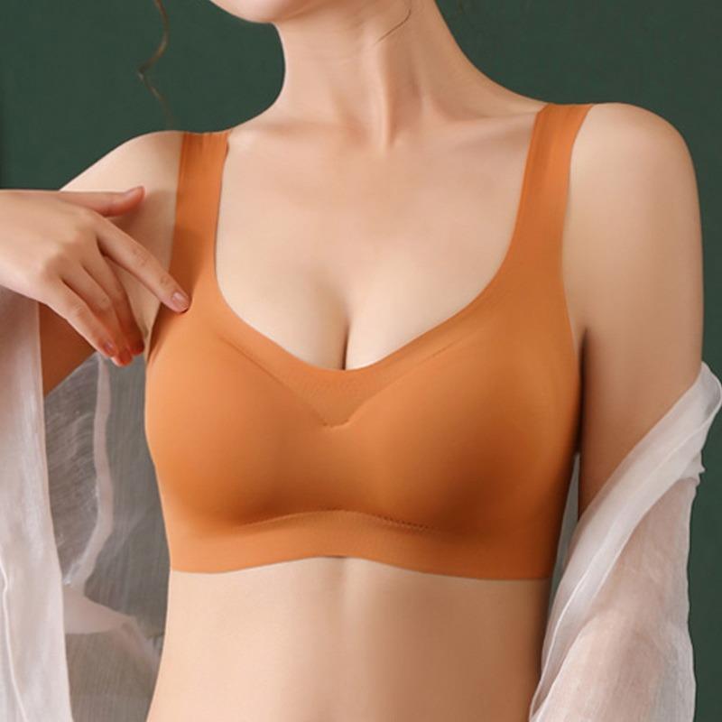 Reggiseno in seta ghiaccio senza cuciture, reggiseno push-up da donna, intimo morbido e sottile, lingerie, top da notte, reggiseno imbottito, bralette