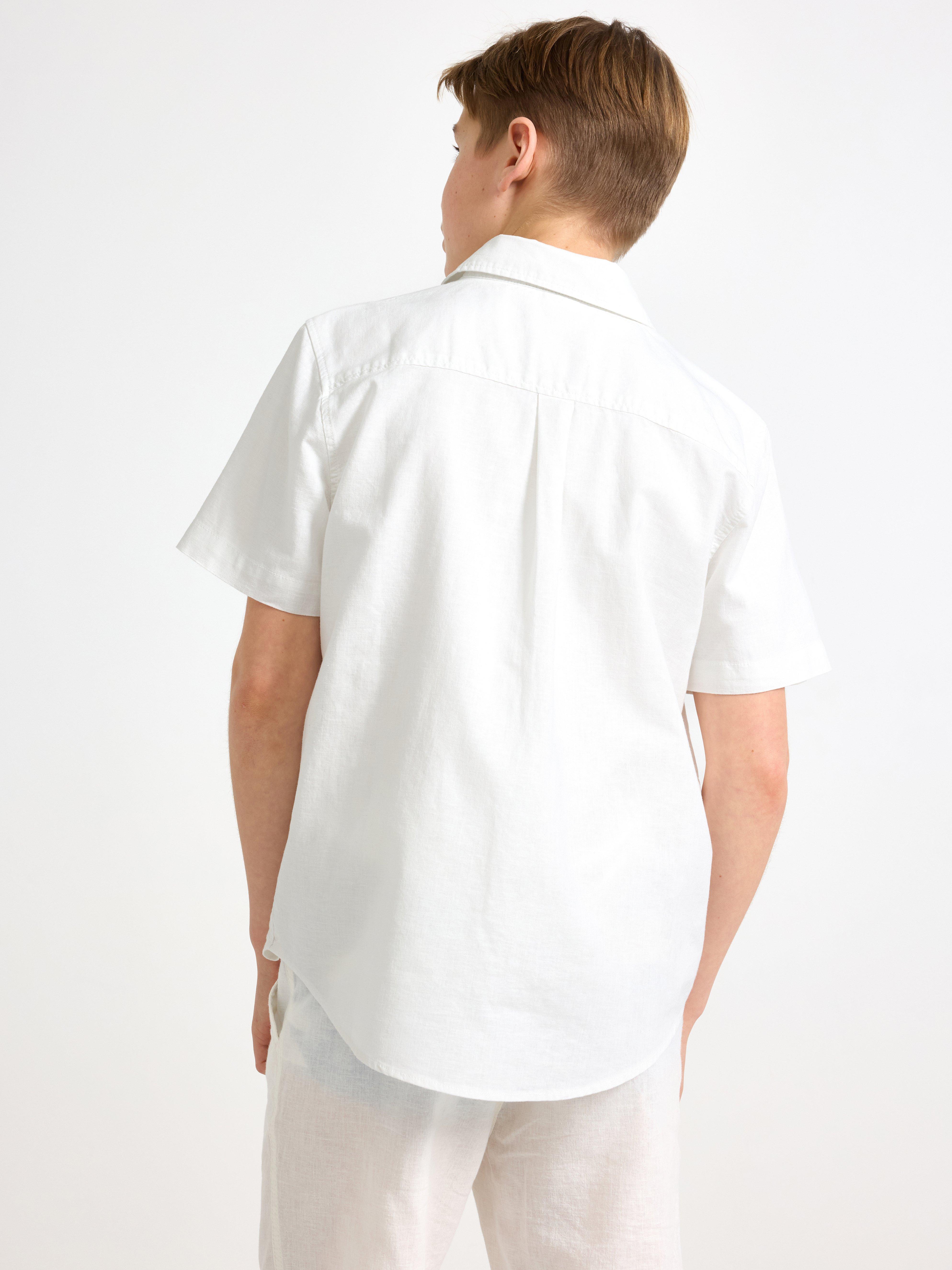 Camisa em mistura de linho branca