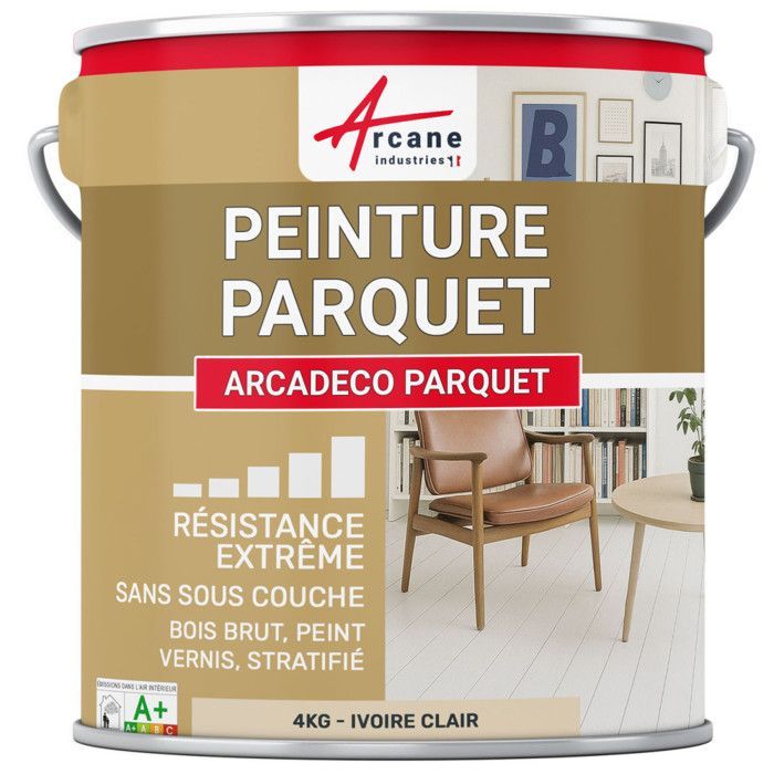 Wood floor paint, painted, laminate, varnished: ARCADÉCO PARQUET - 4 kg Light Ivory - RAL 1015