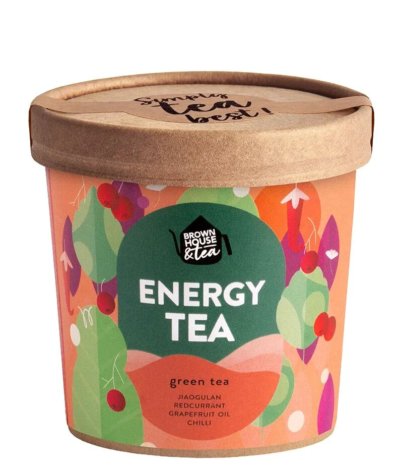 Brown House & Tea Energy Tea Zielona herbata z jiaogulanem i czerwoną porzeczką 50 g