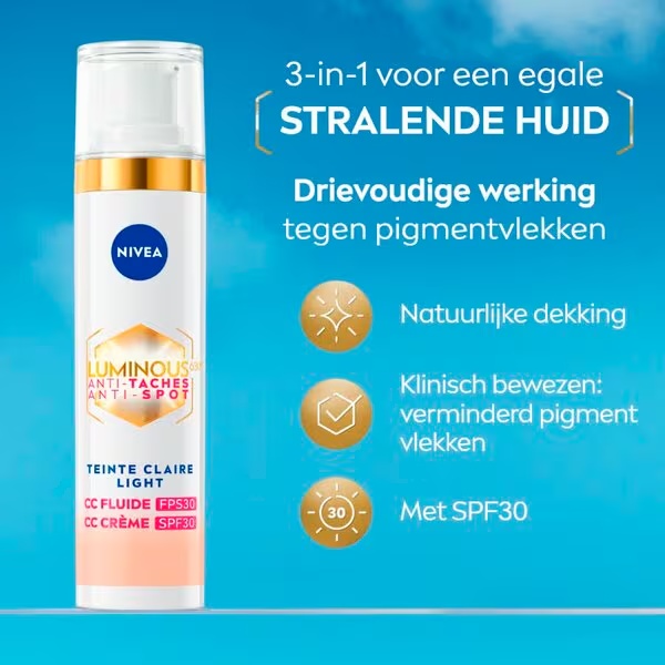 NIVEA Luminous630 pretspudinājumu SPF30 01 Light 3-in-1 CC krēms<br>40ml