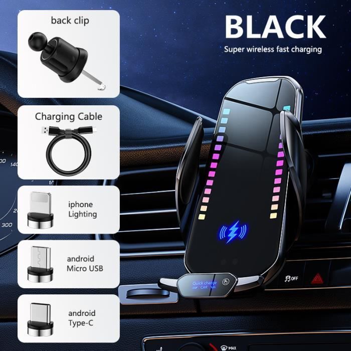 Supporto magnetico per telefono da auto, caricabatterie wireless da 100 W per Samsung, Xiaomi e iPhone, stazione di ricarica rapida ARGENTO