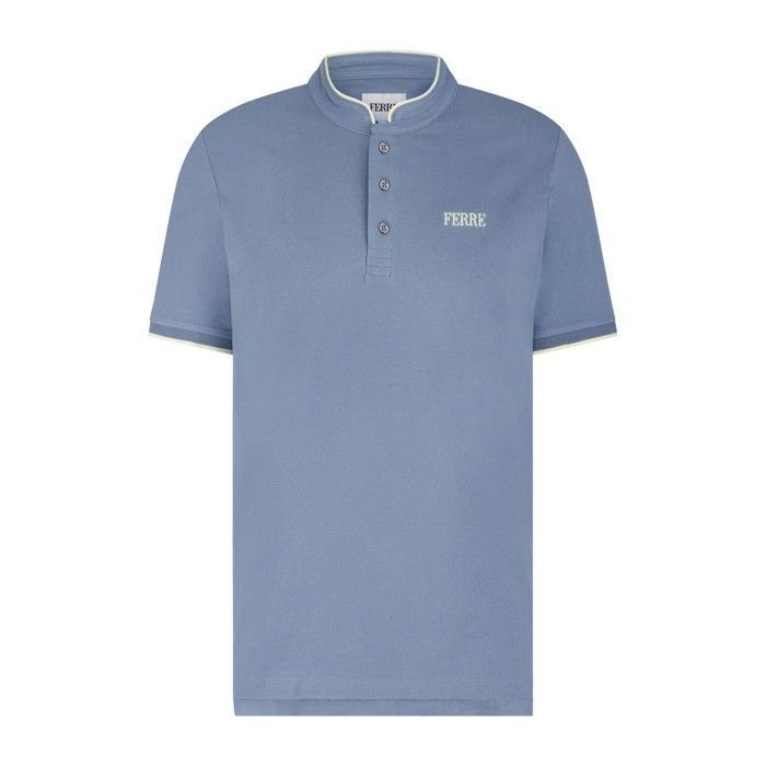 Polo Ferre de manga corta con cuello mandarín Giorgio Blue Stone para hombre
