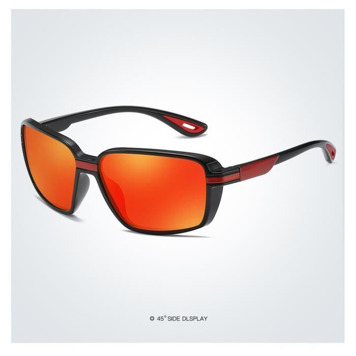 Gafas de sol para hombre - Nuevas gafas de sol cuadradas para deportes al aire libre, equitación, estilo aviador, polarizadas, para pesca - Montura roja