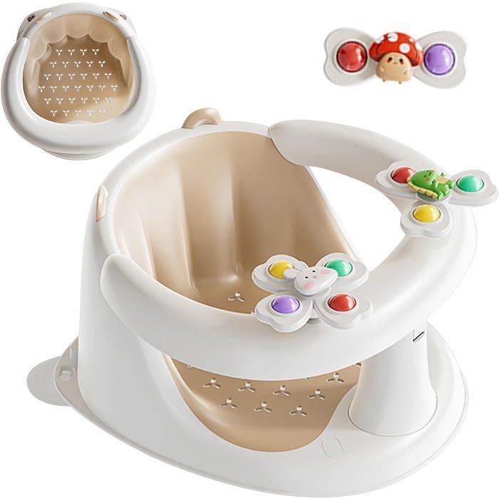 Siège de bain antidérapant pour bébé - 1-3 ans - Jouet rotatif - Base antidérapante - Construction à 360°