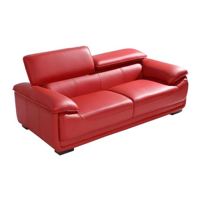 Sofá de piel de 3 plazas MACELO - Rojo
