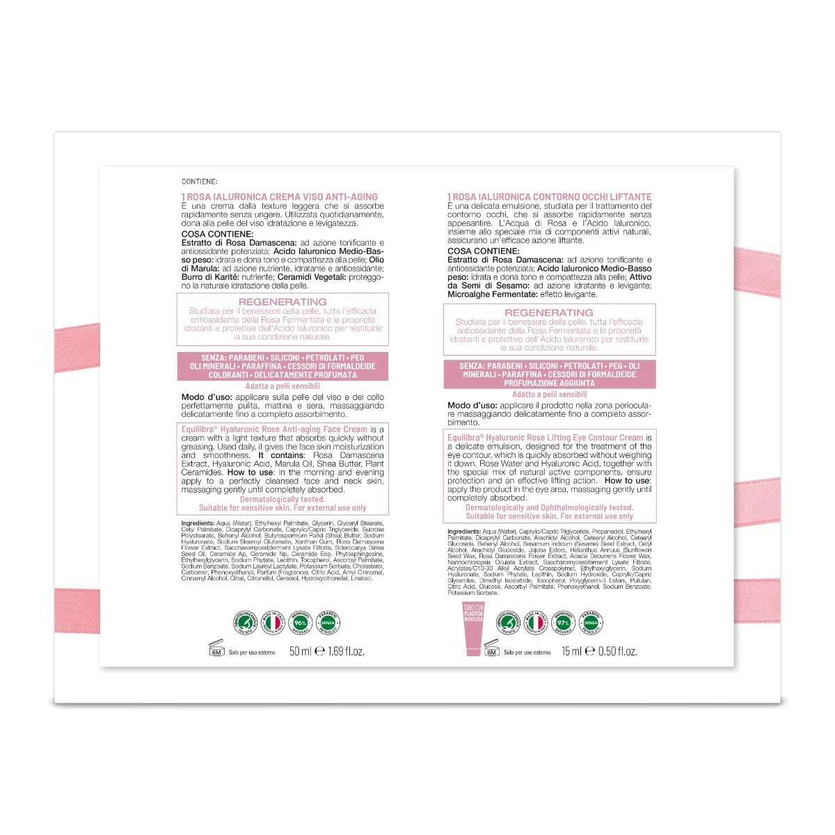 Equilibra Skin set: Equilibra Hyaluronic Rose anti-aging crème 50 ml + oogcontour liftende crème 15 ml