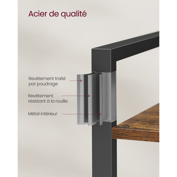 Étagère à 5 Niveaux VASAGLE en Acier et Panneaux d’Aggloméré pour Salon, Bureau, Entrée, Style Industriel