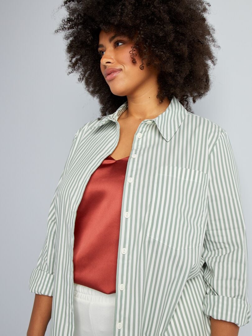 Vestido camisa de popeline - VERDE