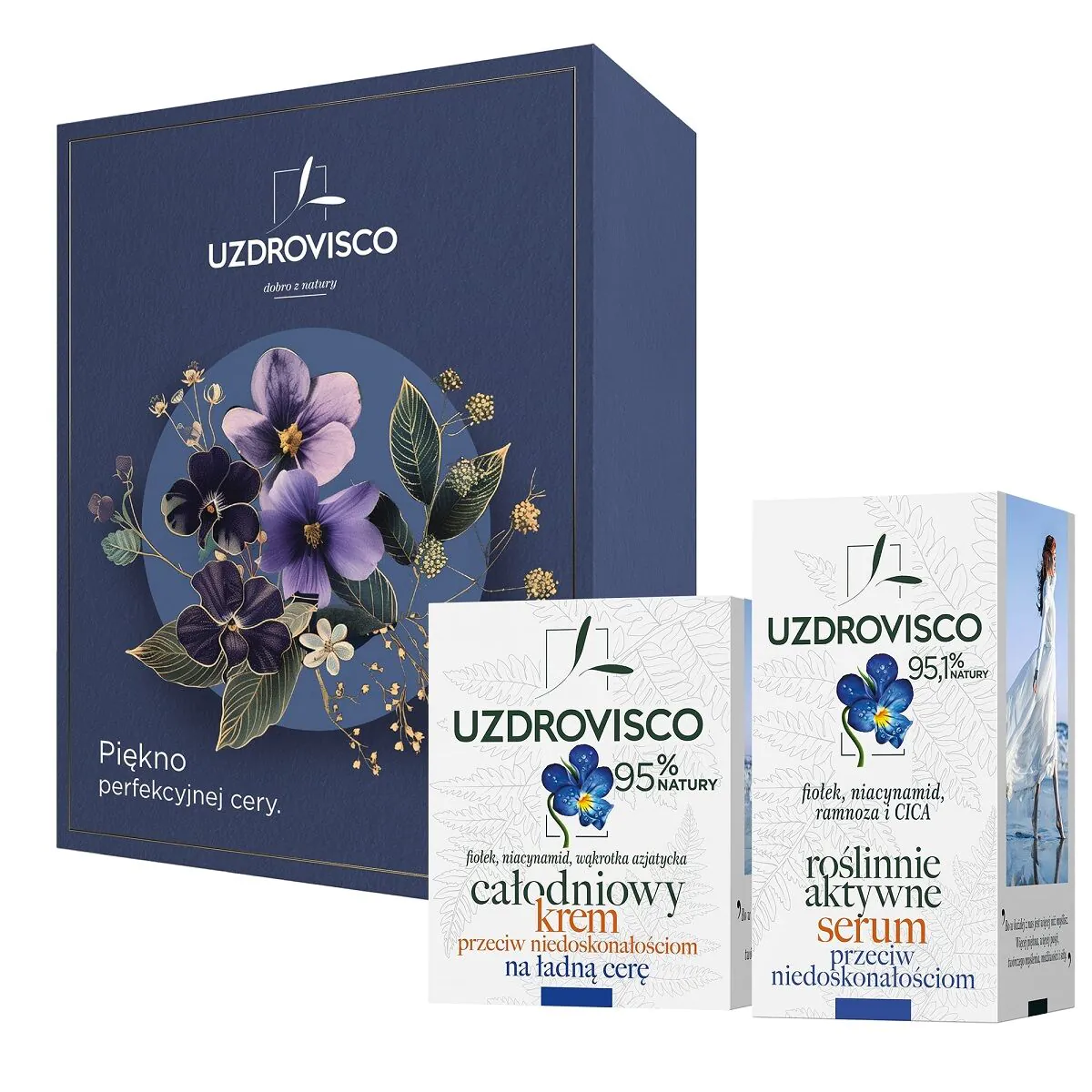 Uzdrovisco Fiołek Zestaw kosmetyków Całodniowy krem na ładną cerę + Serum