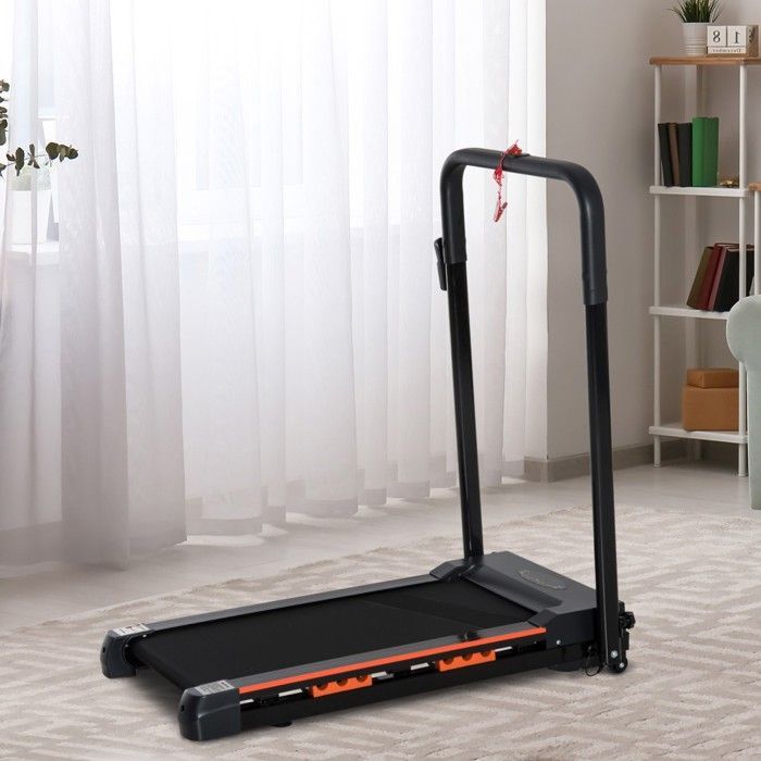 Opvouwbare elektrische loopband - LCD-scherm - Fitnesssnelheid 1-6 km/u - Zwart - Stevig stalen frame - 105x56x108,5 cm - Compact