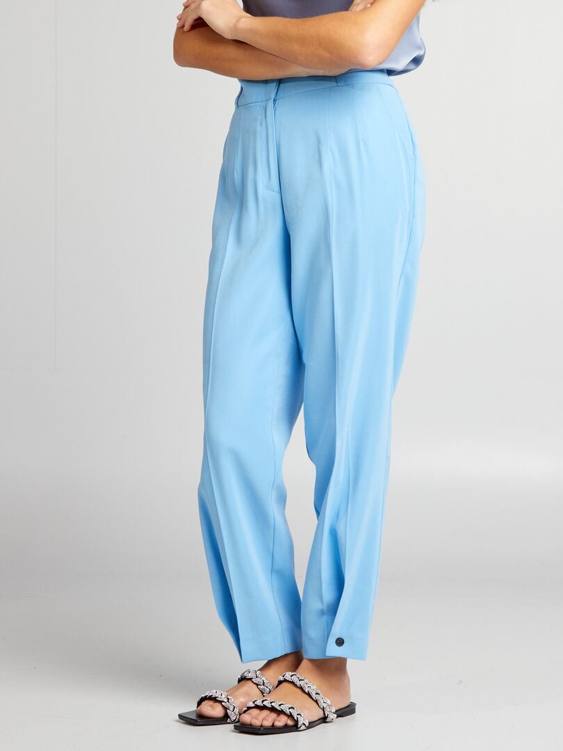 Rechte broek met hoge taille - BLAUW