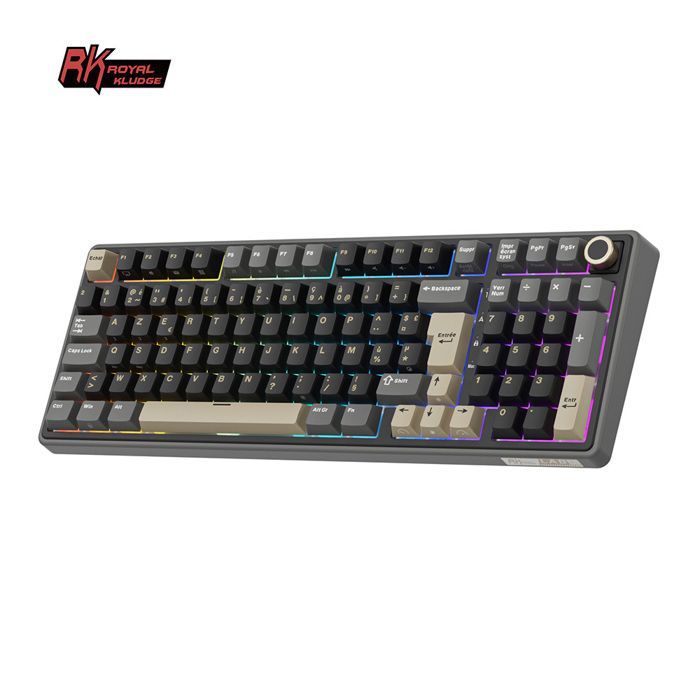 RK ROYAL KLUDGE R98 Pro Kabelgebundene mechanische Tastatur, 96% Gaming-Tastatur, AZERTY-Layout, RGB-Hintergrundbeleuchtung, PBT-Tastenkappen, Hot-Swap-fähige braune Schalter