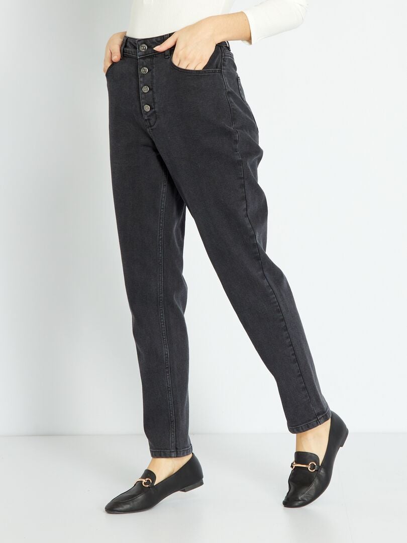 Zeer hooggetailleerde mom jeans - L28 - ZWART