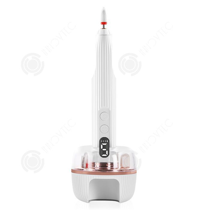 INN Lime a ongle electrique 5 vitesses avec 6 têtes meulage ponceuse pour ongles professionnelle avec base chargement et lampe à