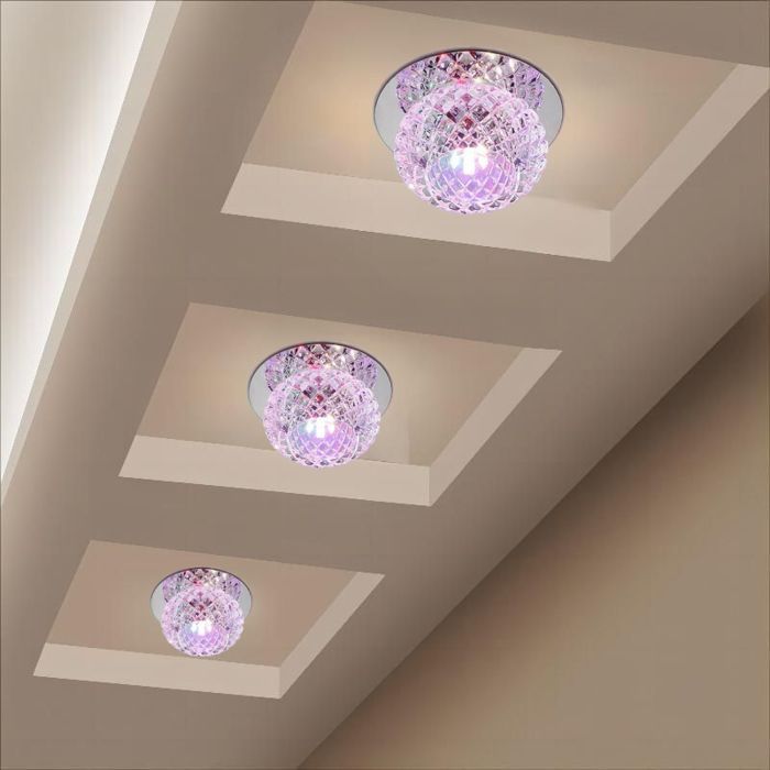 1 unidad de lámpara de techo colgante de cristal de 5 W, lámpara de techo LED redonda moderna - Multicolor