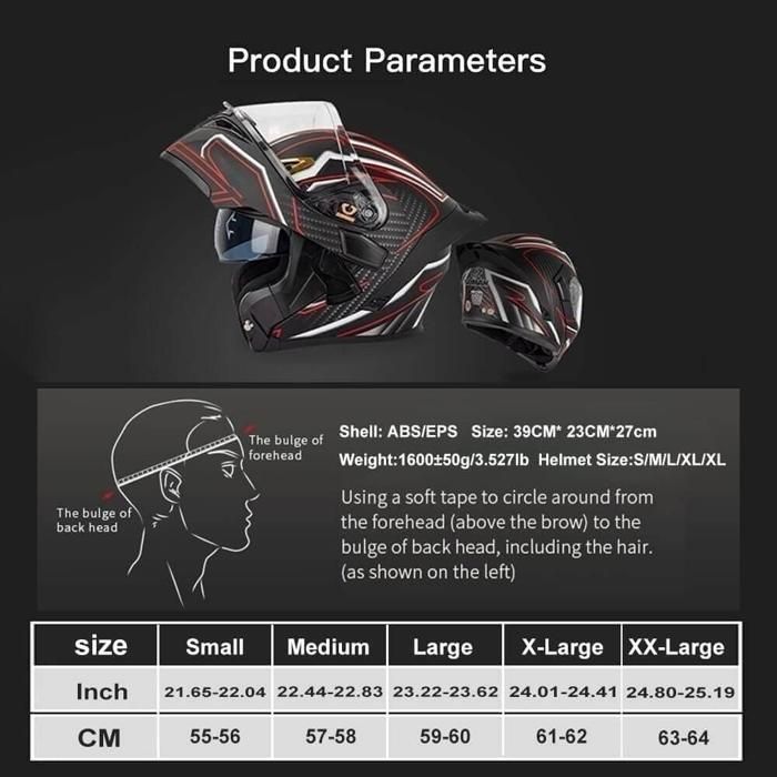 Casco modular para motocicleta con certificación DOT, Bluetooth, diseño unisex y construcción en fibra de carbono. Incluye visera antivaho.