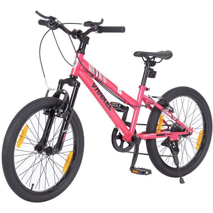 Leawin 20-Inch Children's Bike, Pink – Mountain Bike for Boys and Girls Ages 6 to 10 – Single Speed – V-Brakes – Steel Frame – Junior Bike