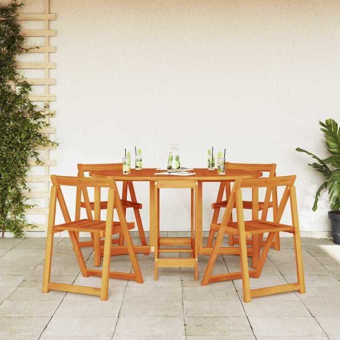 Mesa de jardín/balcón/patio BONNIE® - Resistente al desgaste y la corrosión - Juego plegable de 5 piezas, marrón, 110 x 60 x 72 cm - Capacidad para 2/4/6 personas EU2115507