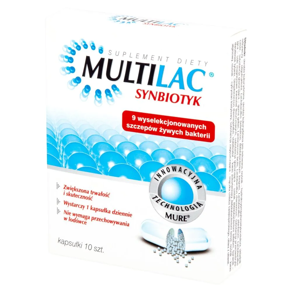 Multilac Suplement diety zawierający żywe kultury bakterii, 10 kaps.
