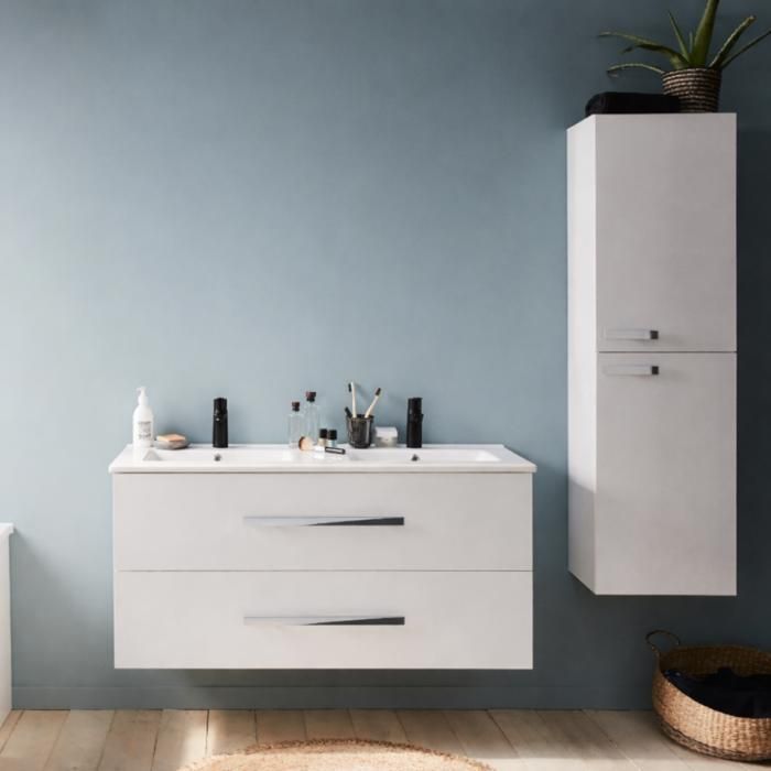 JACOB DELAFON Mueble de baño doble Ola up de 120 cm + columna de baño blanca