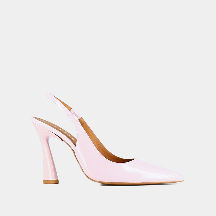 Escarpins slingback à bouts pointus  en vernis rose clair