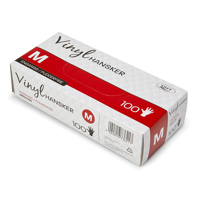 Bløde engangshandsker M 100-pak, vinyl