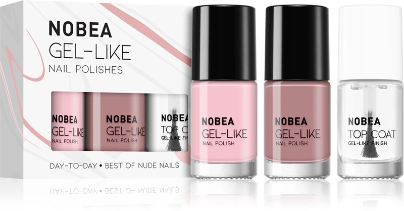 NOBEA Day-to-Day set 3 lakov za nohte z nadlakom za nohte Best of Nude Nails