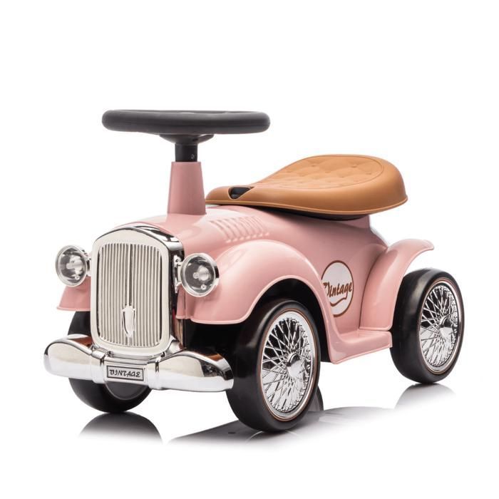 Retro Classic 1930s Car Ride-On Toy for Children - Baby Ride-On Toy for 1 to 3 Year Olds - Pink - Horn & Storage Box - Walking Aid