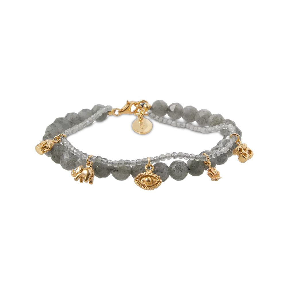 Bracelet à pendentif House of Rituals, plaqué or, orné d'une pierre précieuse
