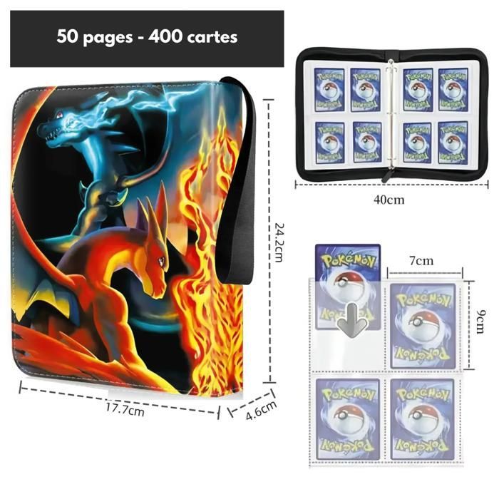 Raccoglitore per carte collezionabili - Album da 400 carte - Compatibile con Pokémon, Yu-Gi-Oh, Magic - 50 pagine - GAVI