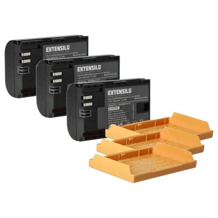 EXTENSILO 3x Battery compatible with Canon EOS 5DS, 5DS R, 60D, 6D Mark II, 5D Mark III, 5D Mark IV, 6D, 5D Mark II, 60Da camera