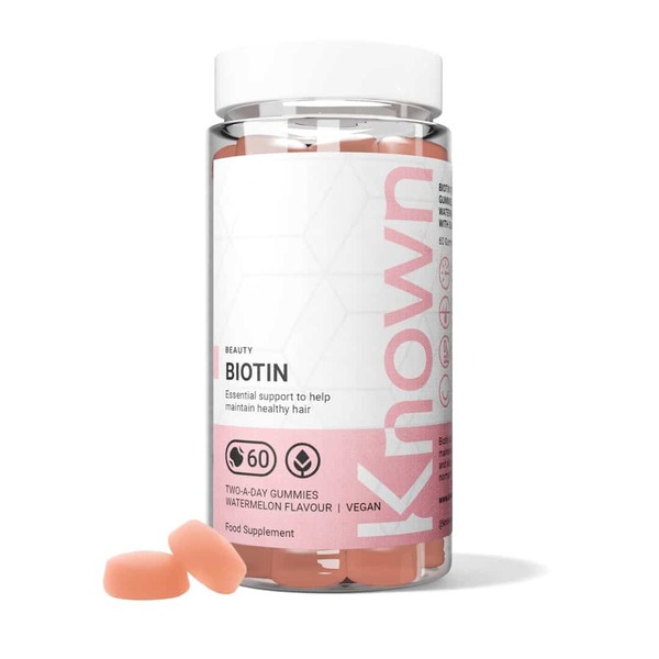 Known Nutrition Biotin Watermelon Veganský doplněk stravy s gumovými bonbóny na vlasy x 60
