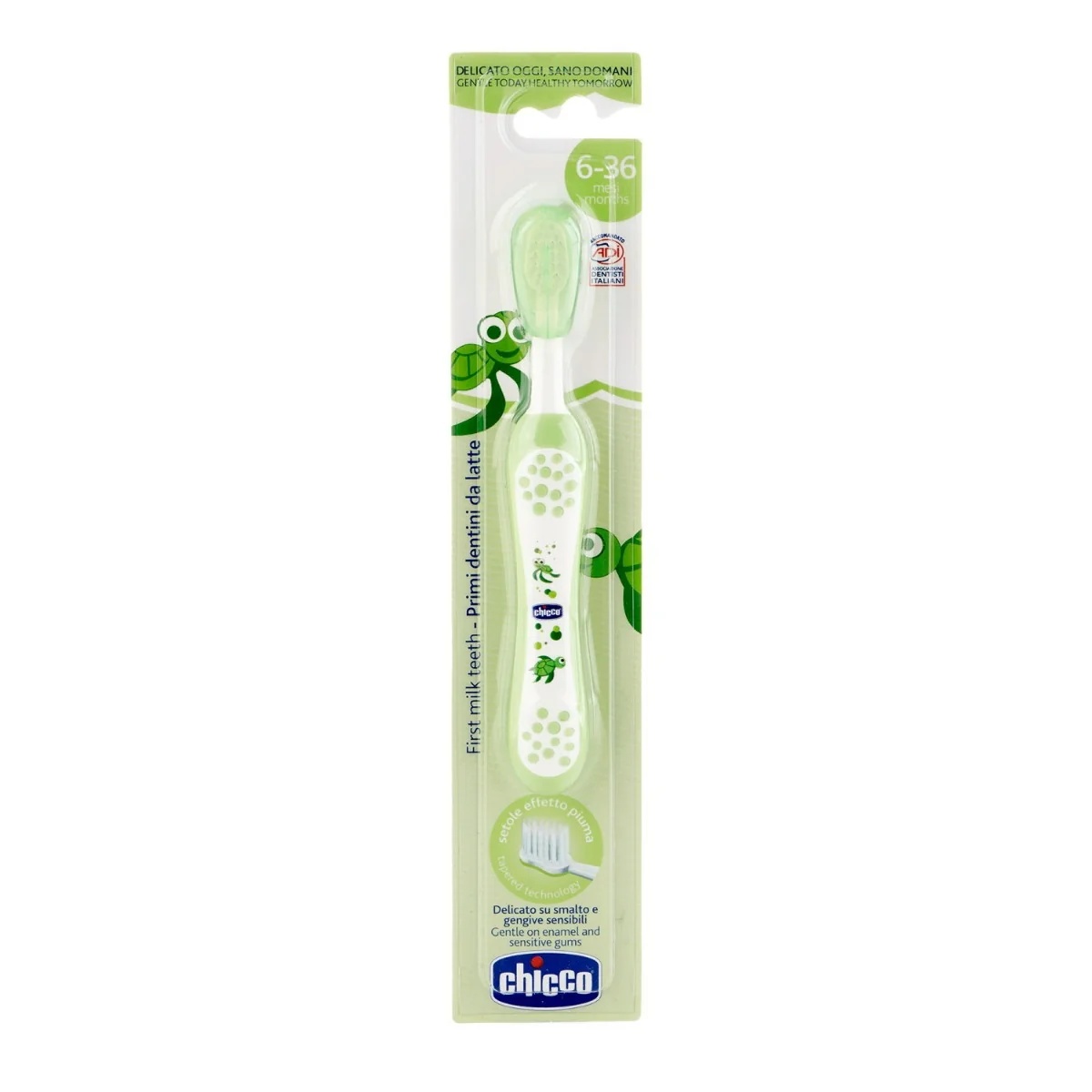 CHICCO Cepillo de dientes verde Chicco 6 meses