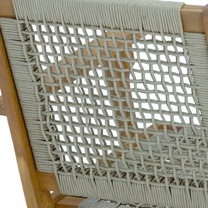 Lage tuinstoel - MERIDA - FSC-gecertificeerd acaciahout - Gevlochten touw - 60 x 76 x 73 cm - Khaki groen