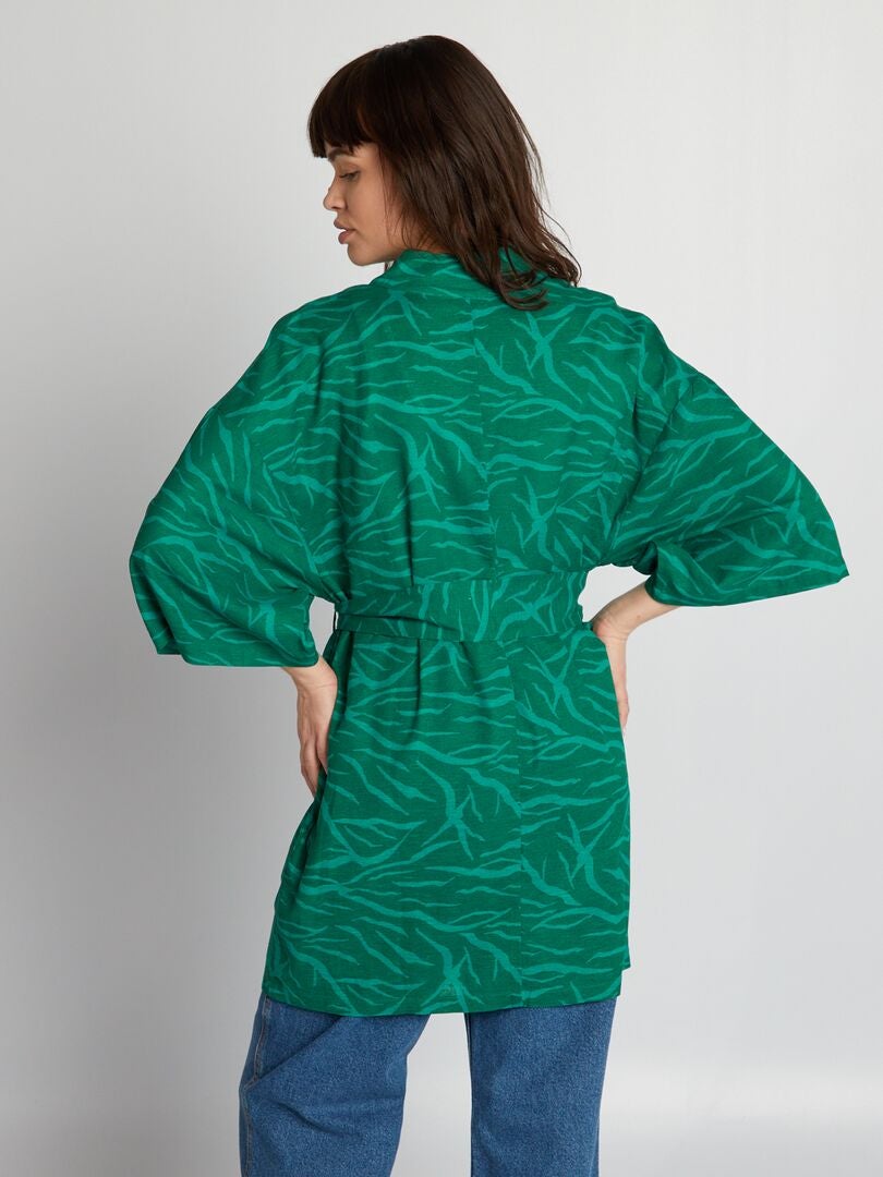 Chaqueta kimono con estampado de cebra - VERDE