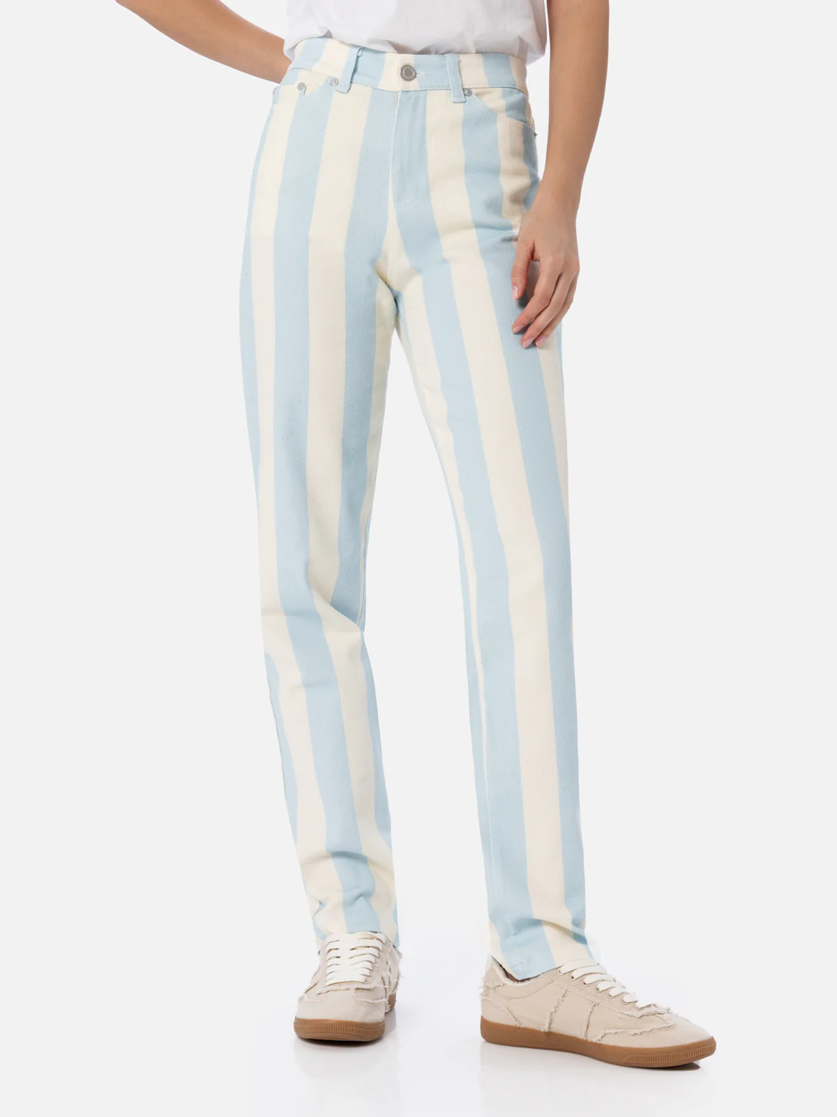 Belleville lichtblauwe gestreepte denim voor dames