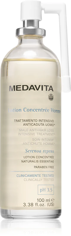 Loção Medavita Concentree Homme Male Tratamento Intensivo Anti-Queda de Cabelo, tônico contra a queda de cabelo.