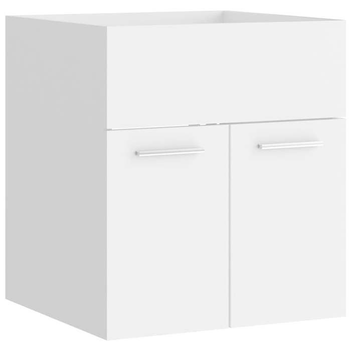 Badkamermeubelset - KALISSE - Wit - 41x38,5x46 cm - Geïntegreerde wastafel - Inclusief spiegel - Spaanplaat